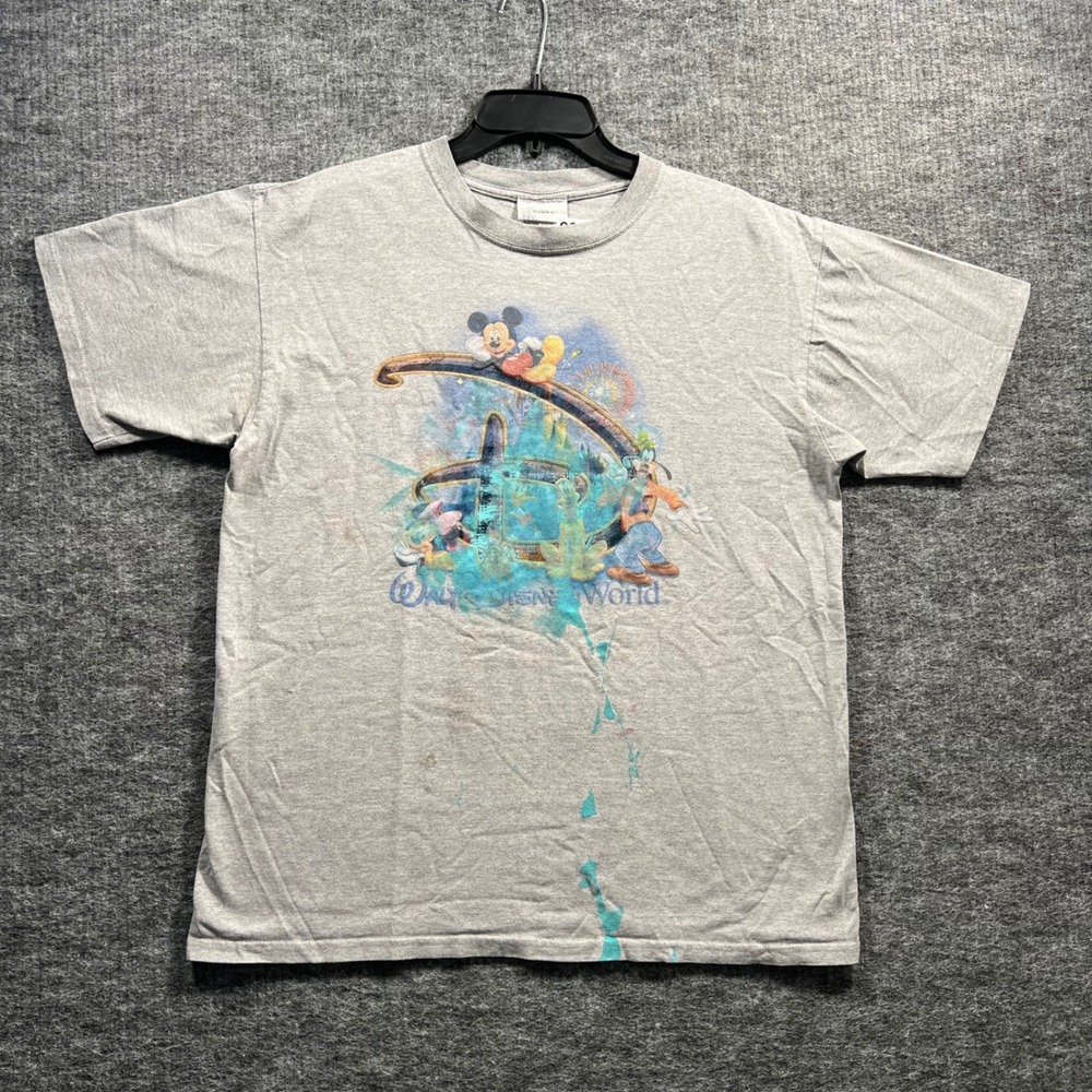 Walt Disney World Mickey Mouse Goofy Graphic T-Shirt Gray Large